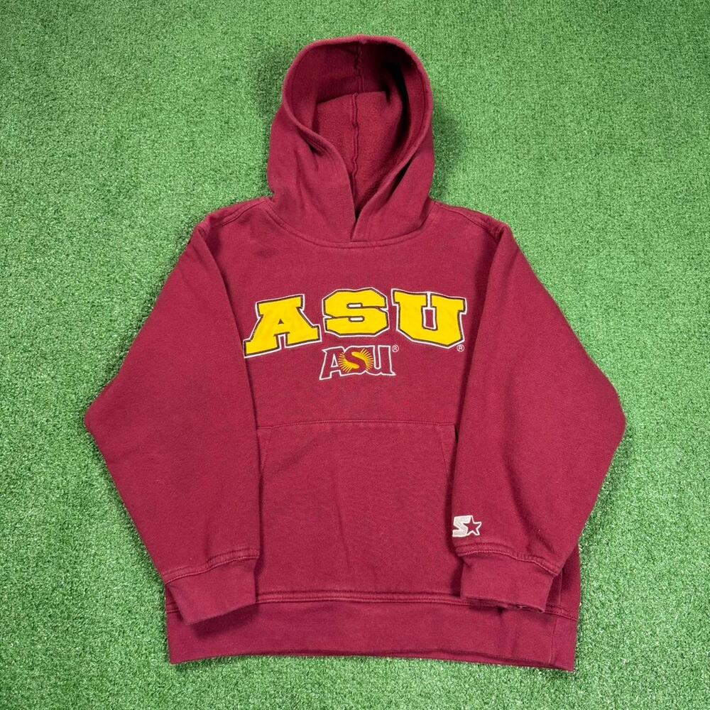 Vintage ASU Arizona State Hoodie Starter Maroon Pullover Youth M 90s Style